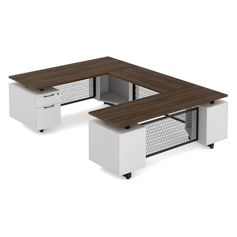 Desk U Shape modern walnut top