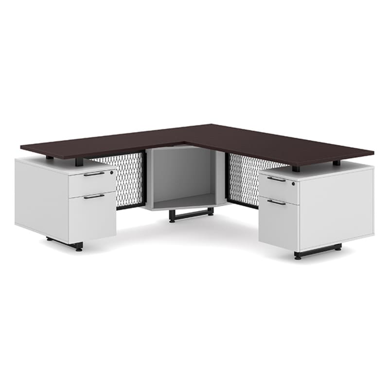 L shape office desk espresso top