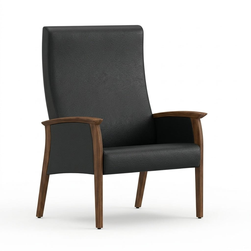 Wide chair close arms black 3