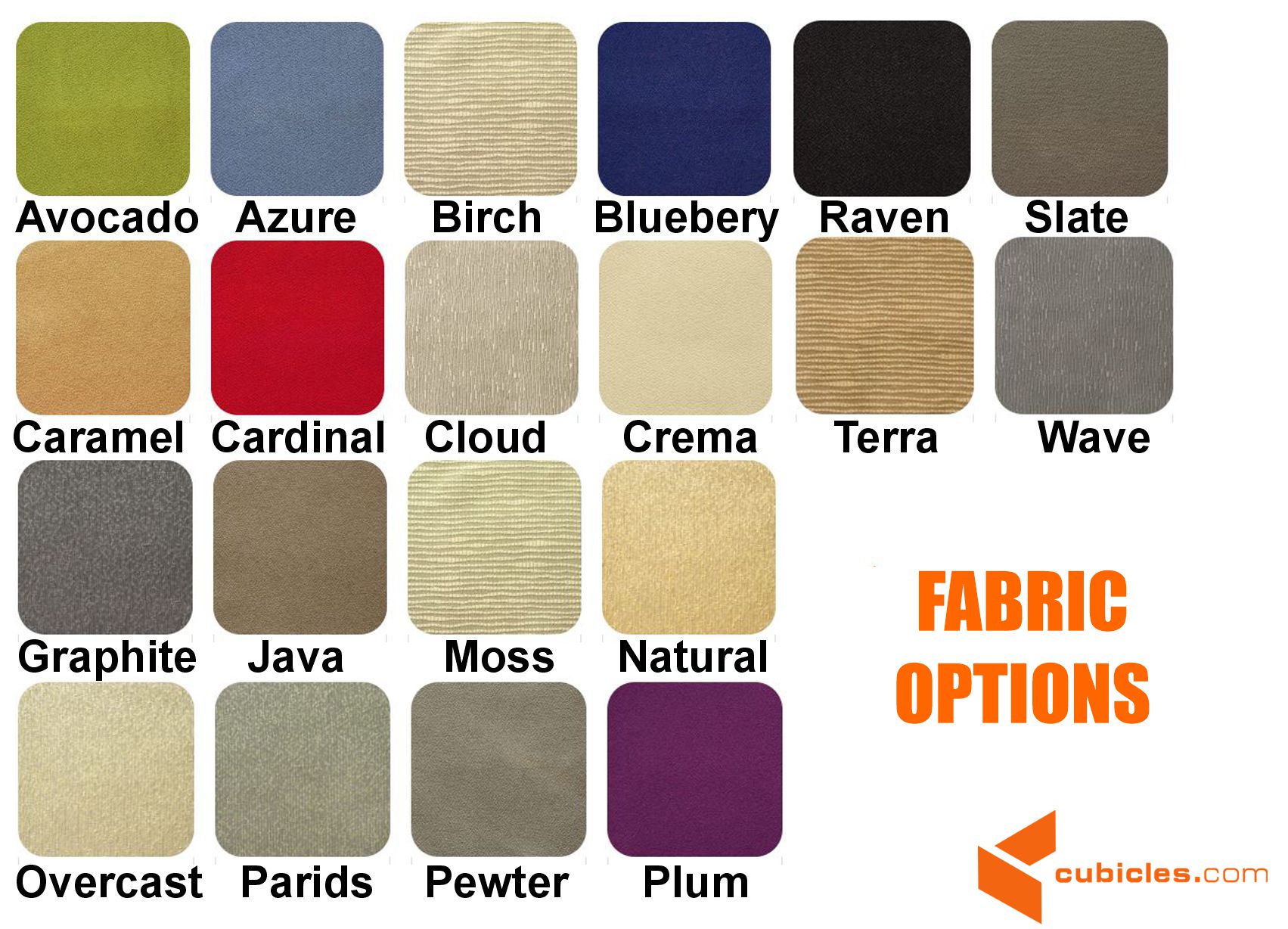 Acoustical fabric color options A18H Acoustical fabric color options A18H