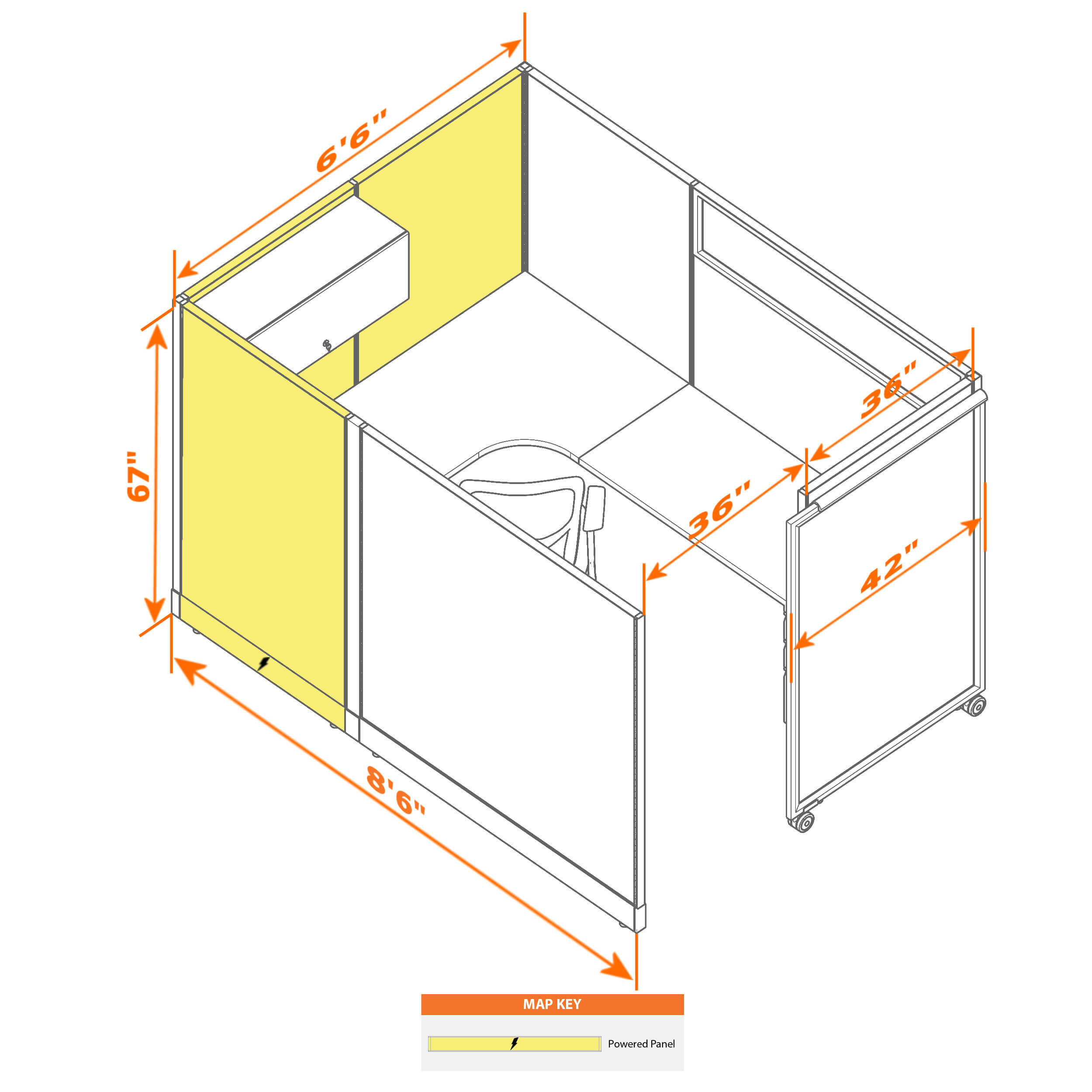 Cubicle with door 68 s 1