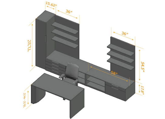 Personal office space 3d dimensions