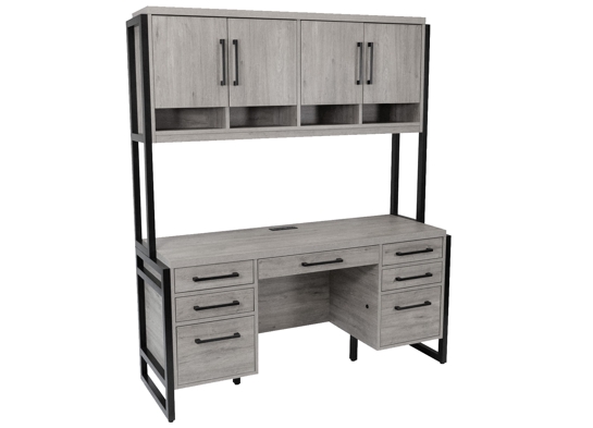 Straight office desk straight desk with hutch modern credenza and hutch cement angle view 1 Straight office desk straight desk with hutch modern credenza and hutch cement angle view 1